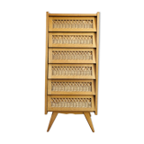 Chest of drawers vintage wood and wicker feet compass