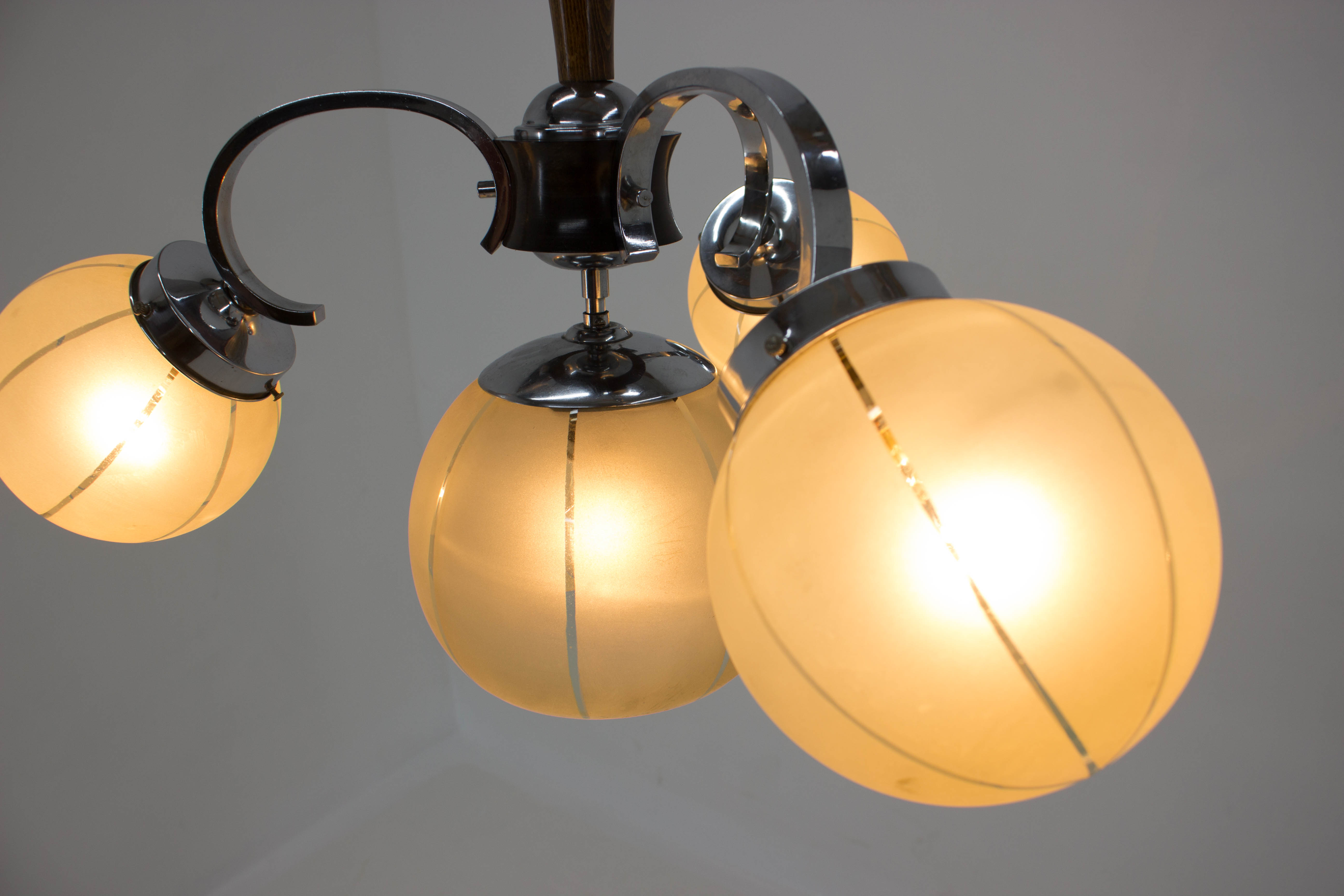 Chrome-plated Art Deco Chandelier, 1940s