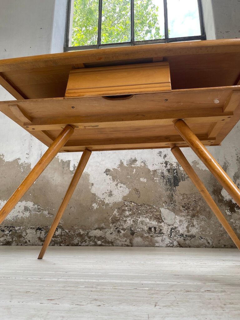 Vintage oak compass desk