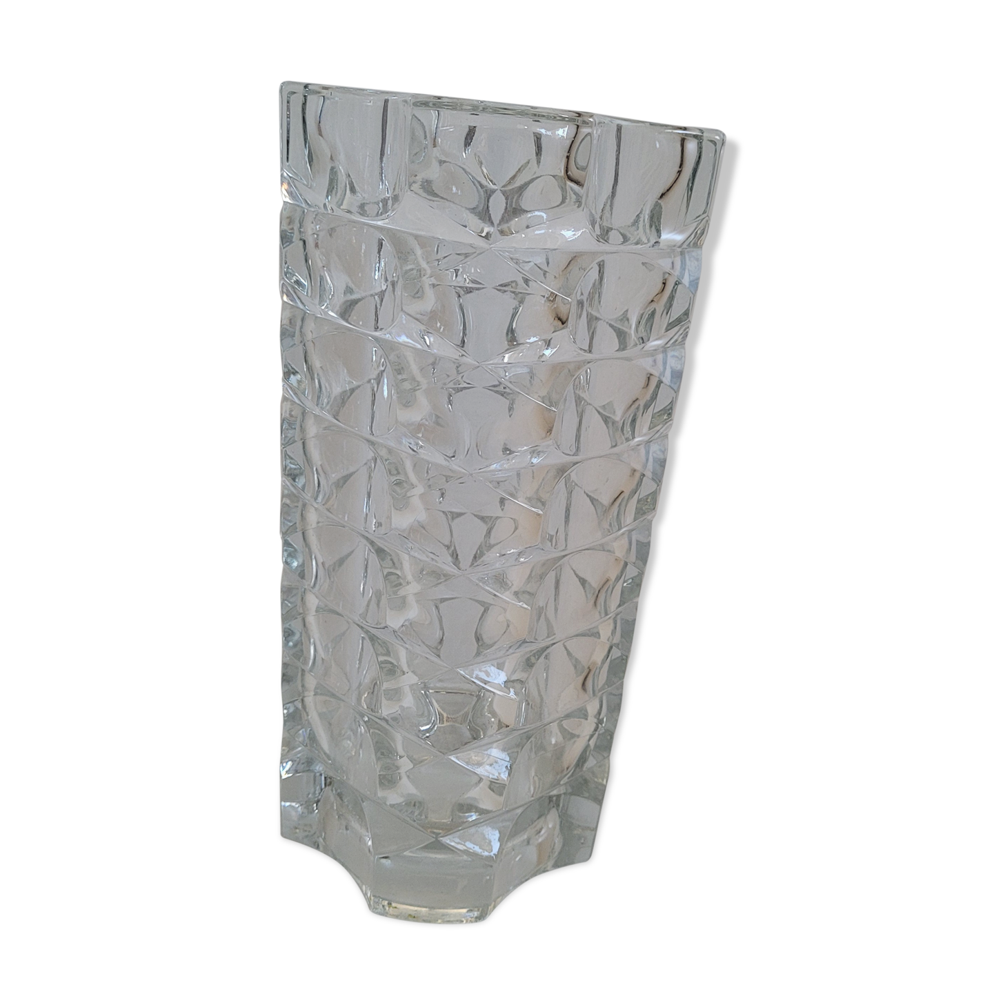Faceted molded glass vase