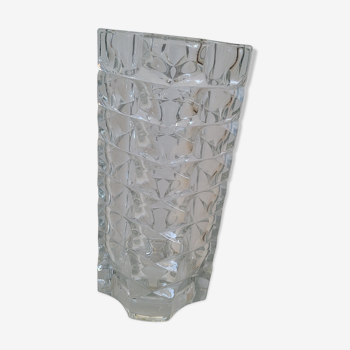 Faceted molded glass vase