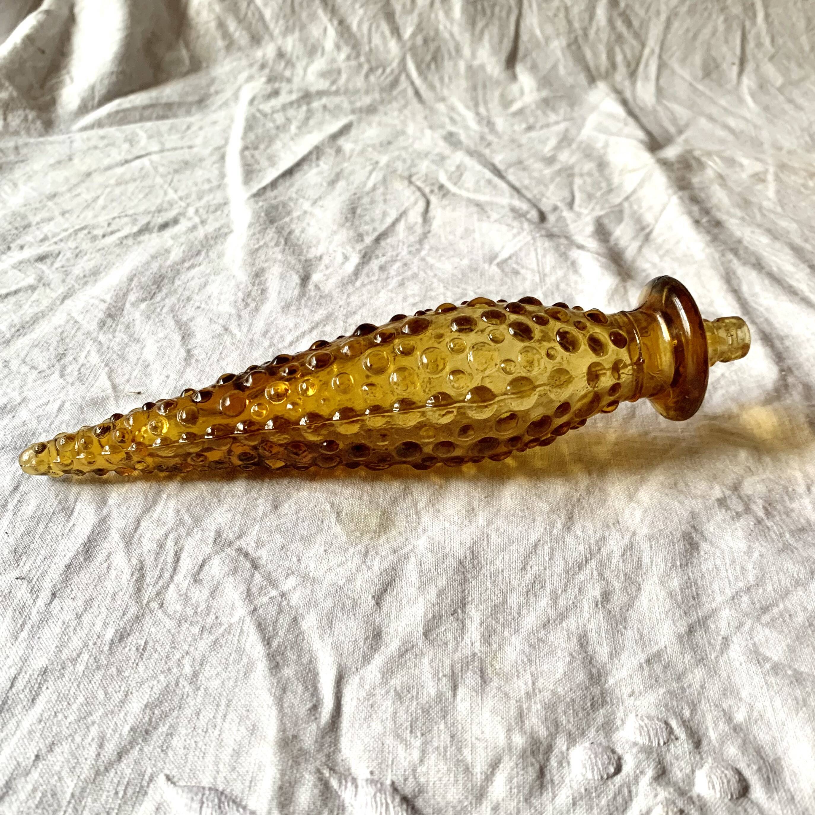 Amber yellow Empoli glass bottle