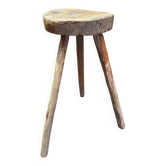Tabouret fermier type tabouret de traite tripode ancien