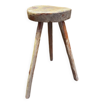 Tabouret fermier type tabouret de traite tripode ancien