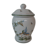 Moustier faience pot has bird decoration and flowers