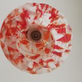 Art deco wood and  murano glass red globe hanging lamp