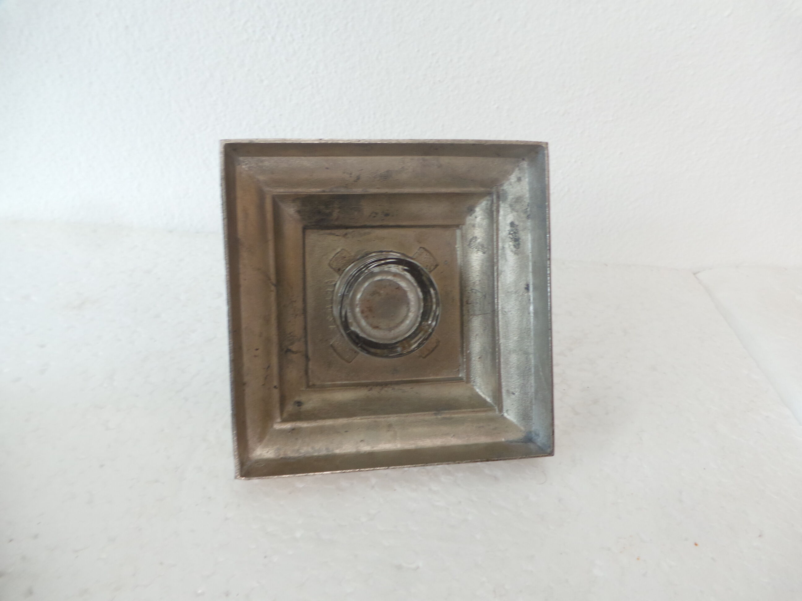 Encrier de bureau metal et verre art déco