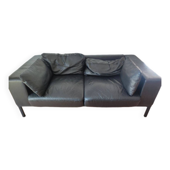 Black leather sofa