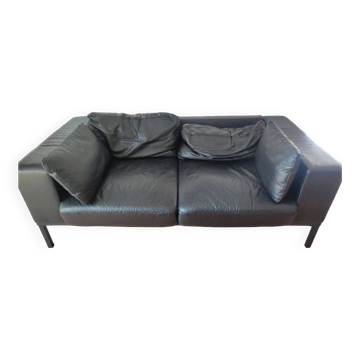 Black leather sofa