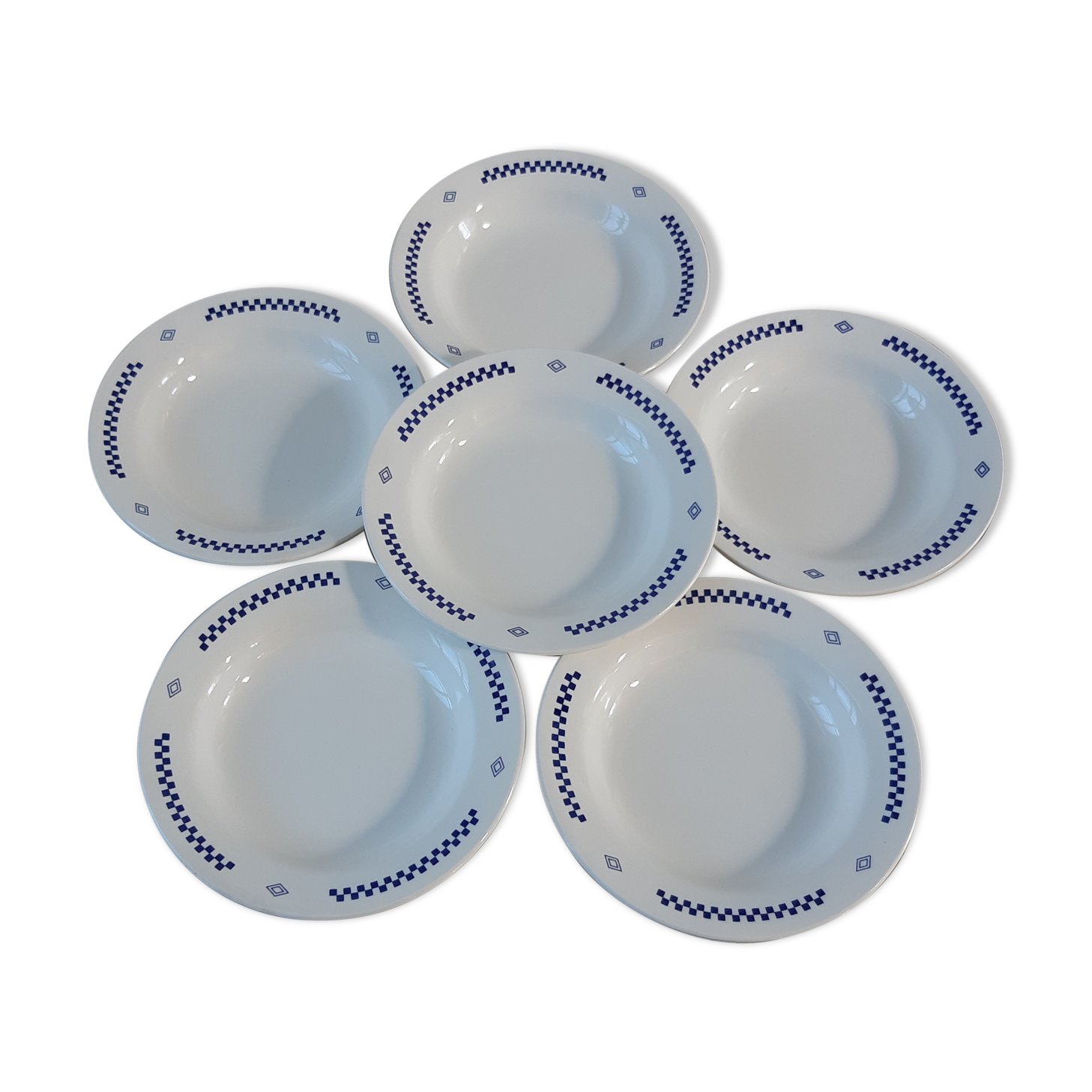 Set of 6 hollow plates Lustucru 80s