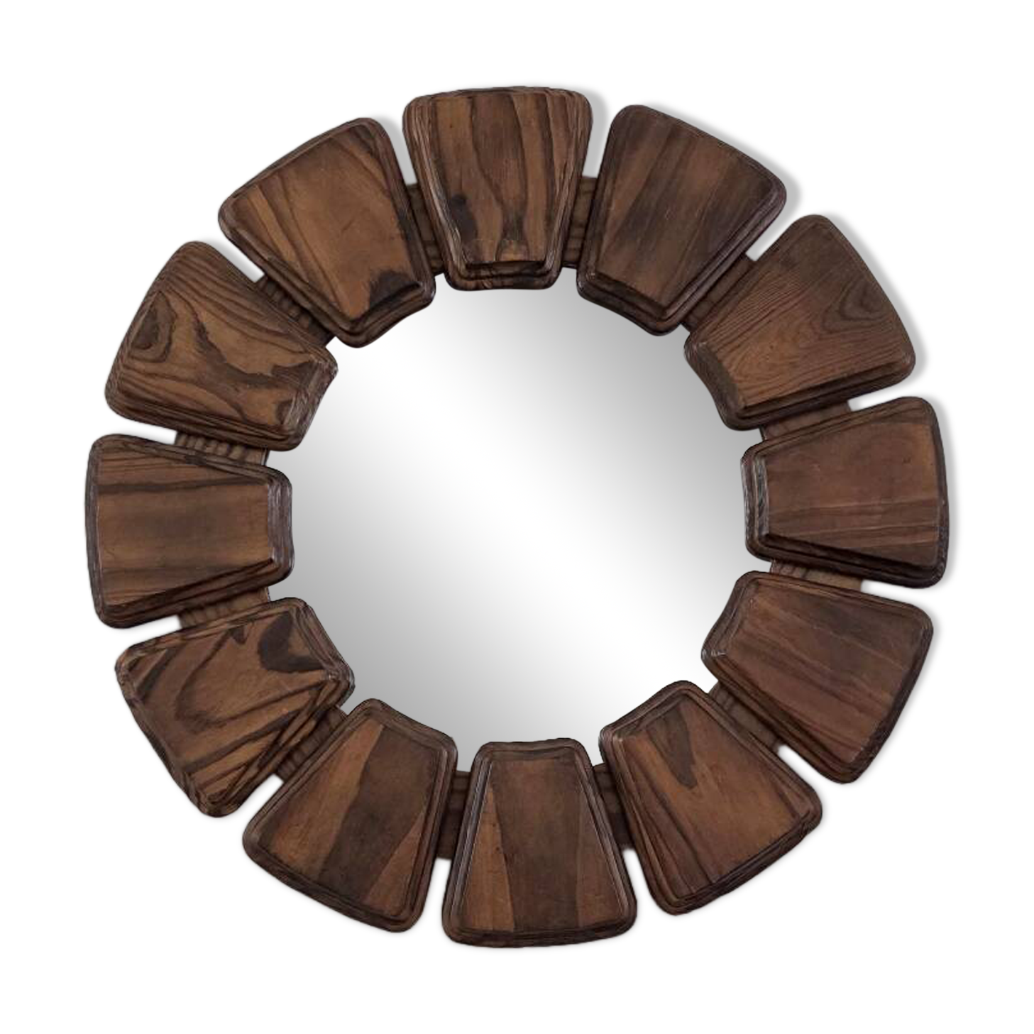 Brutalist wooden mirror, 1970