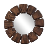 Brutalist wooden mirror, 1970