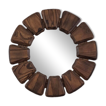Brutalist wooden mirror, 1970