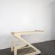 White lacquered Z-shaped rolling dessert trolley with smoked glass from the 1970s.