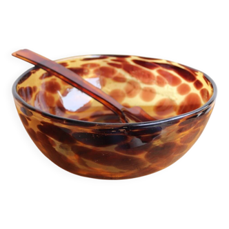Saladier en verre soufflé façon écaille vintage