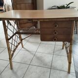 Louis Sognot rattan and bamboo desk