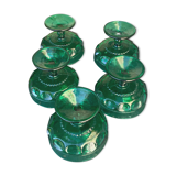 5 cups, vintage green glass verrines