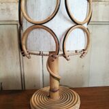 Pair of rattan bedside lamps