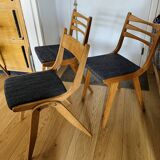 (Lot) 3 Compass Leg Chairs 1960s Scandinavian