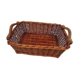 rectangular wicker storage pan with protective canvas cover