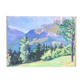 Toile ancienne montagne