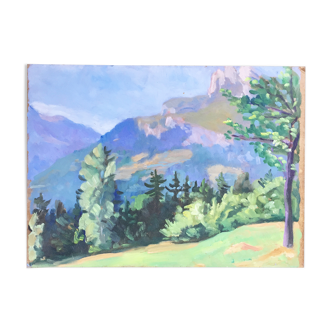Toile ancienne montagne