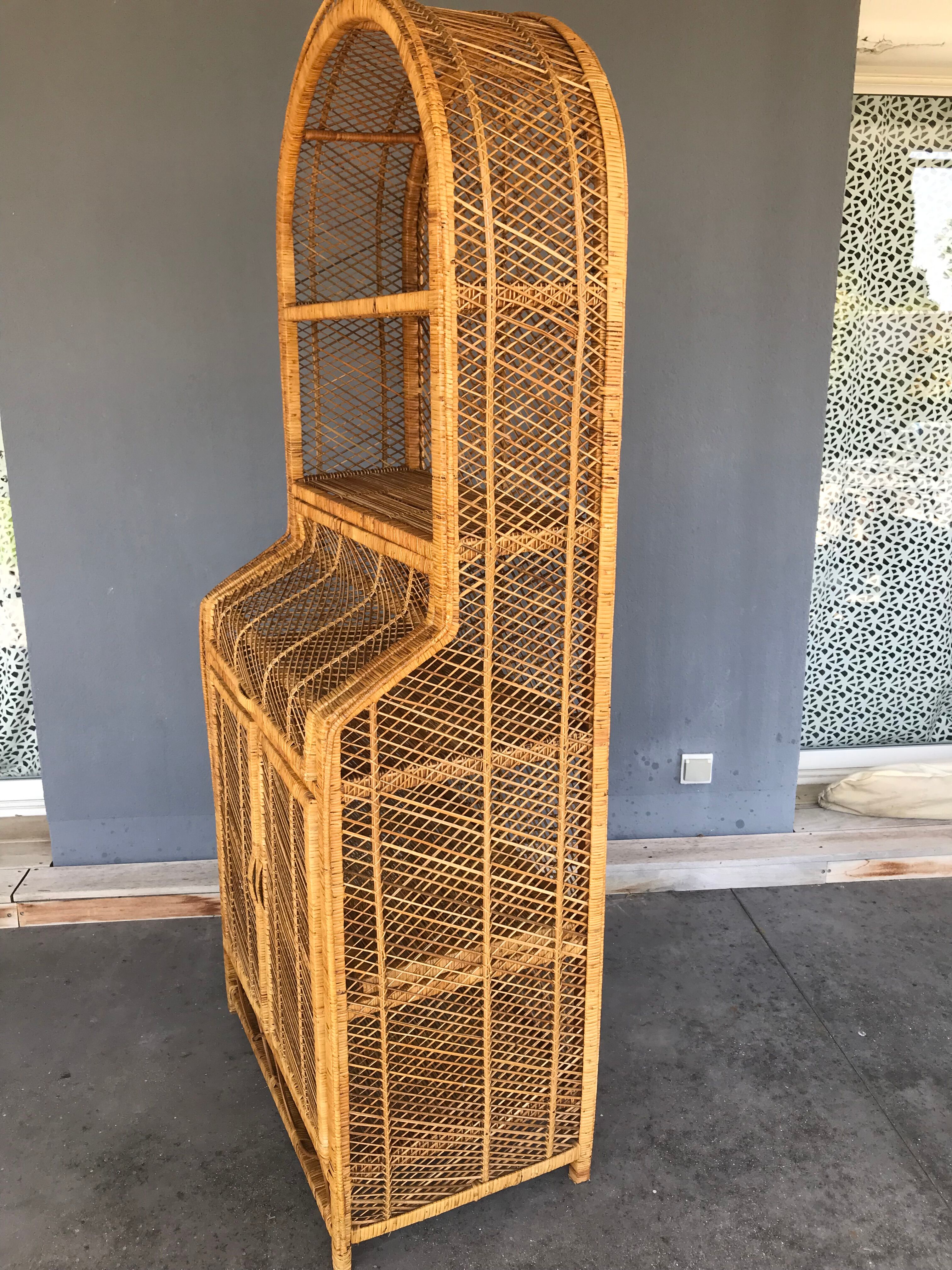 Vintage rattan bookcase