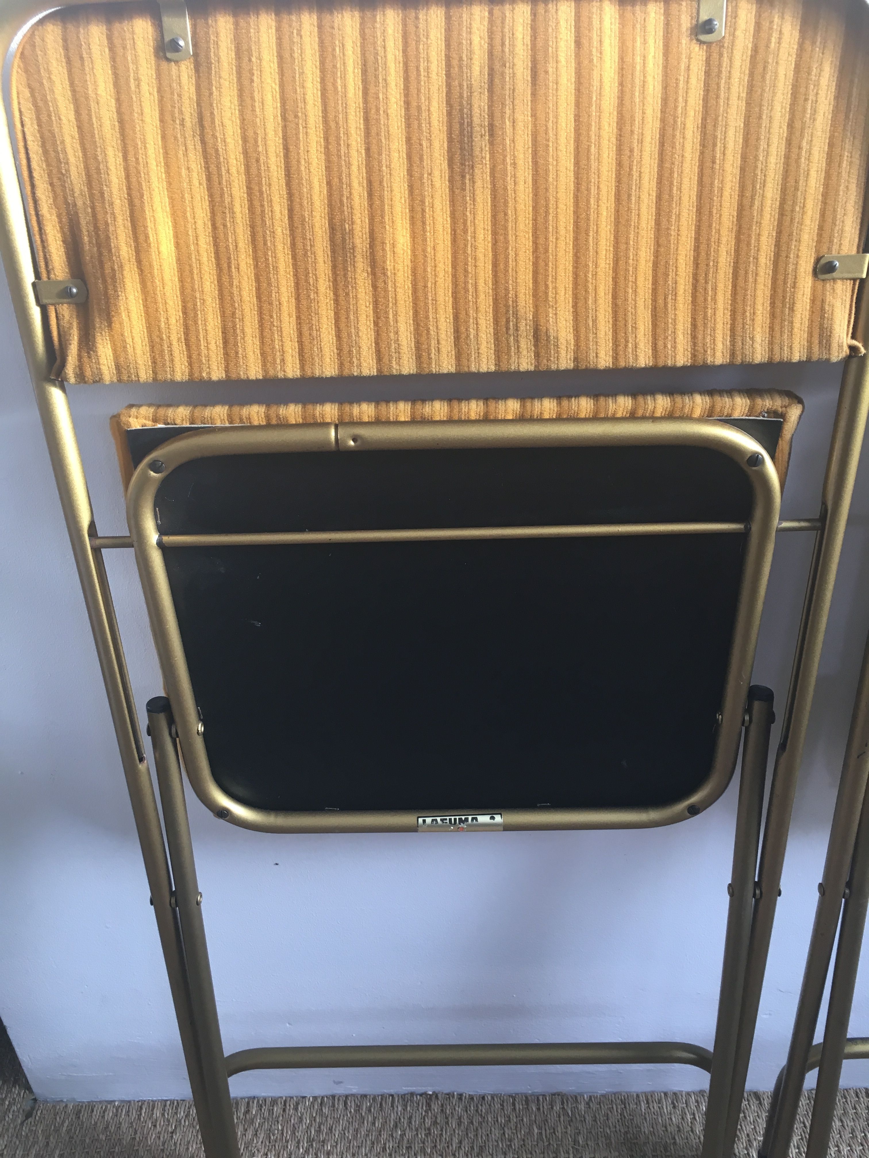 Paire de chaises Lafuma velours moutarde vintage 60/70’s