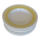 11 assiettes jaune et blanche vintage