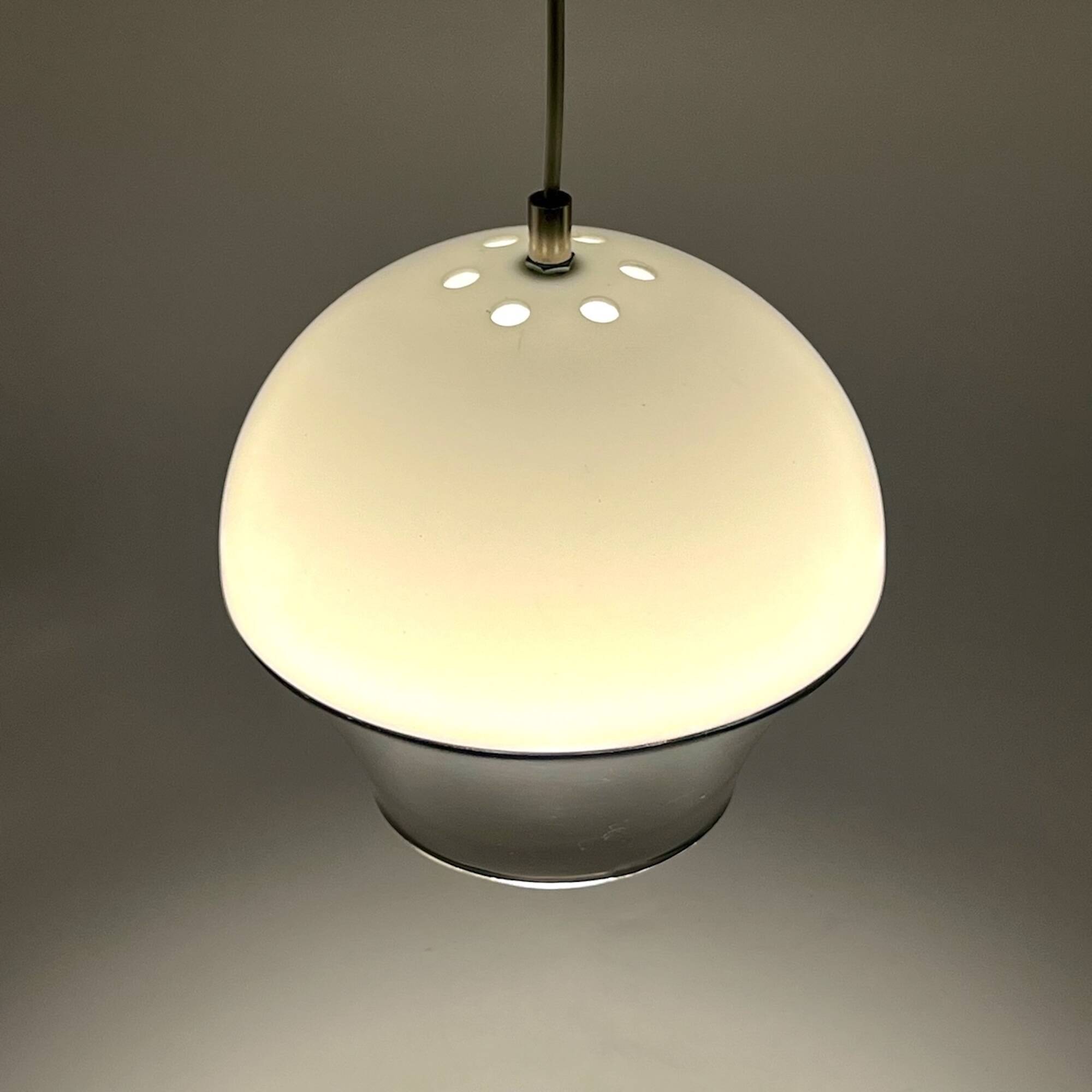 70s space age ufo lamp – vintage dual-color acrylic pendant light made in italy