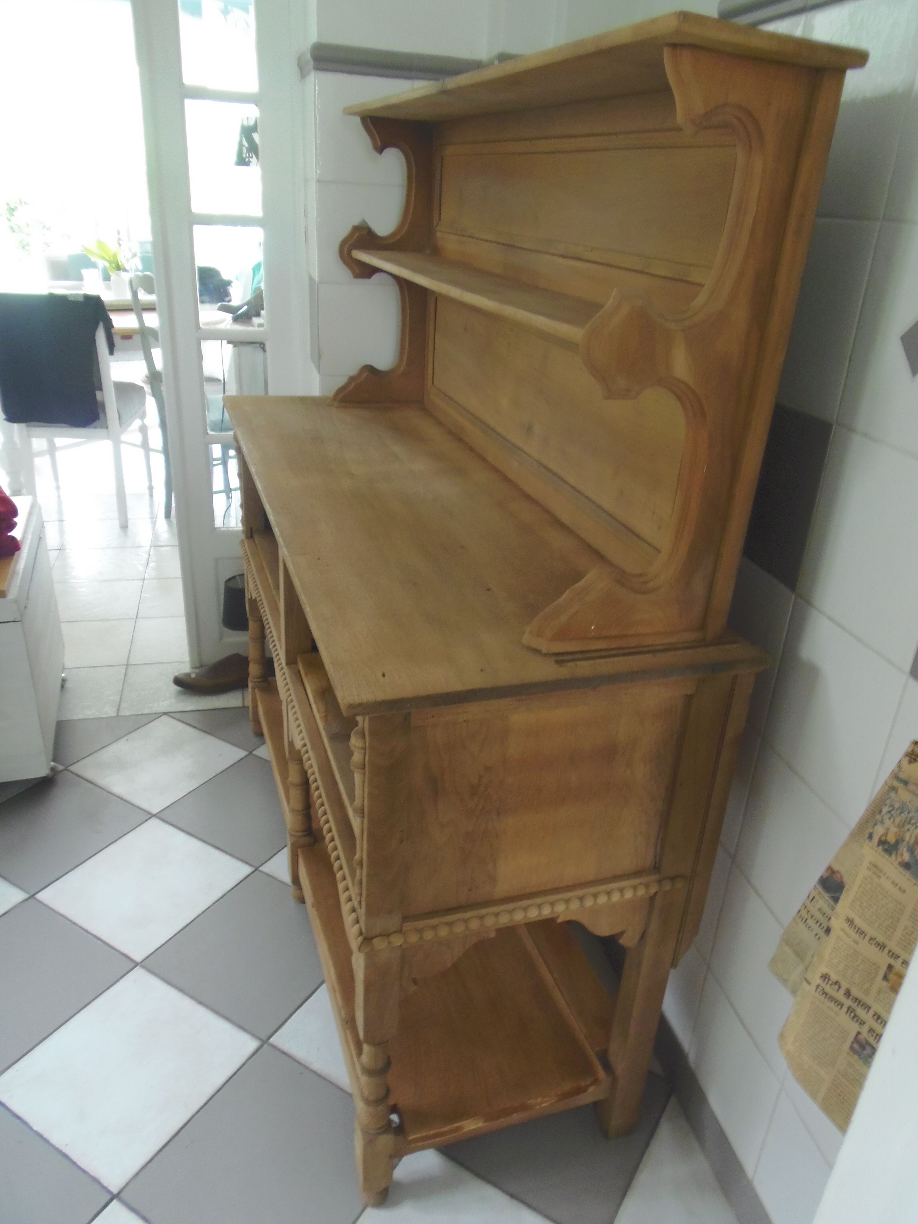 Furniture of trade, vintage service the bottom in oak the top in walnut.