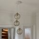 Triple pendant light with vintage glass globes