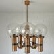 X Large vintage copper chandelier 1980's brutalist hanging light MCM
