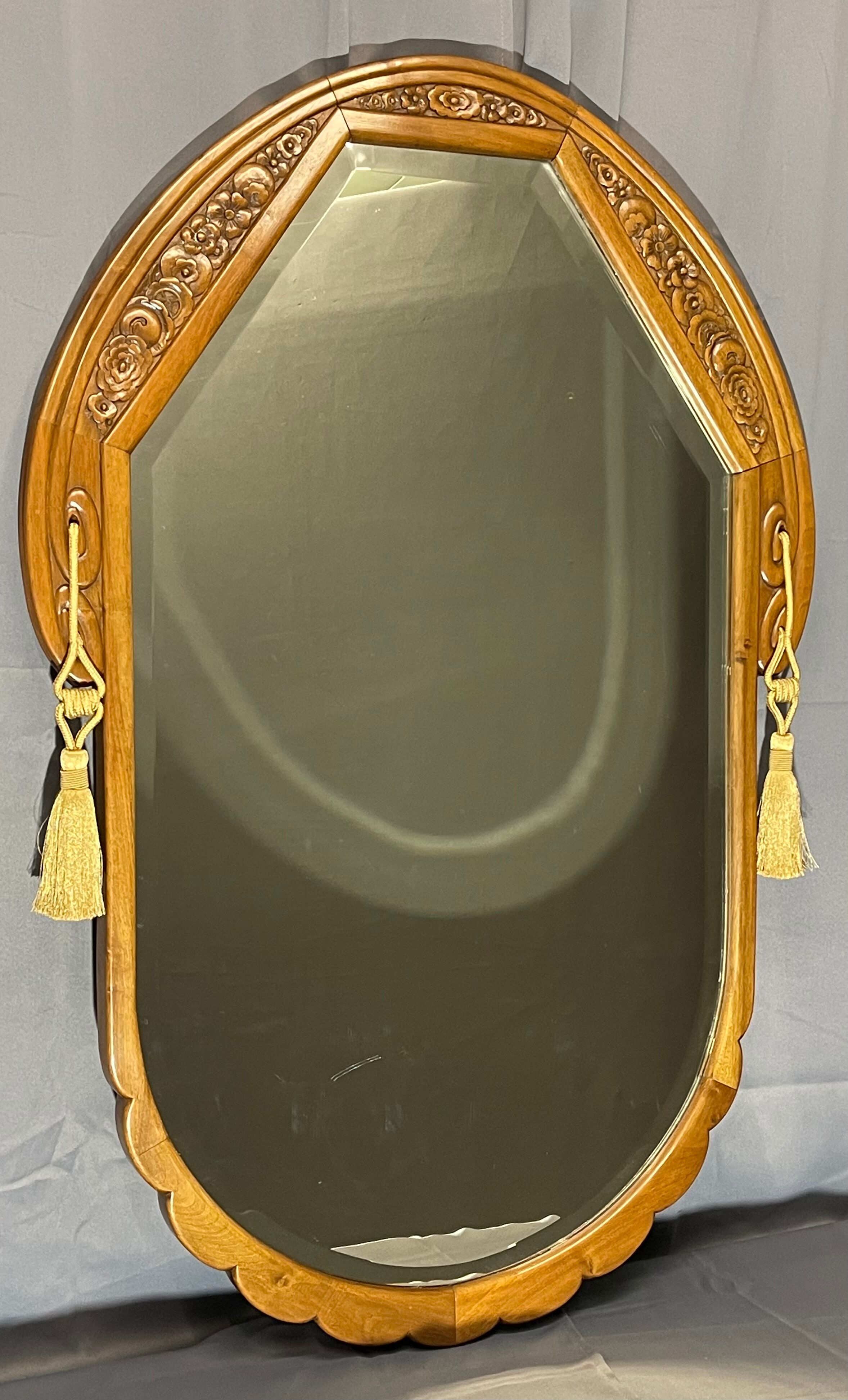 High mirror 118x78 art deco era solid walnut