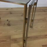 Side table, chrome and gold sofa 1970 style Hollywood Regency