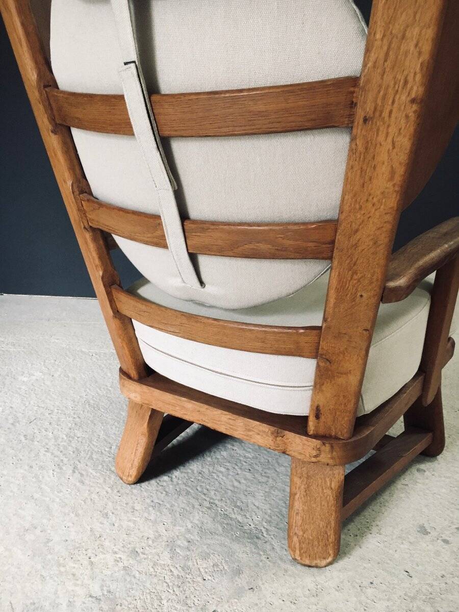 Brutalist Oak Wingback Lounge Chair, Netherlands, 1950s