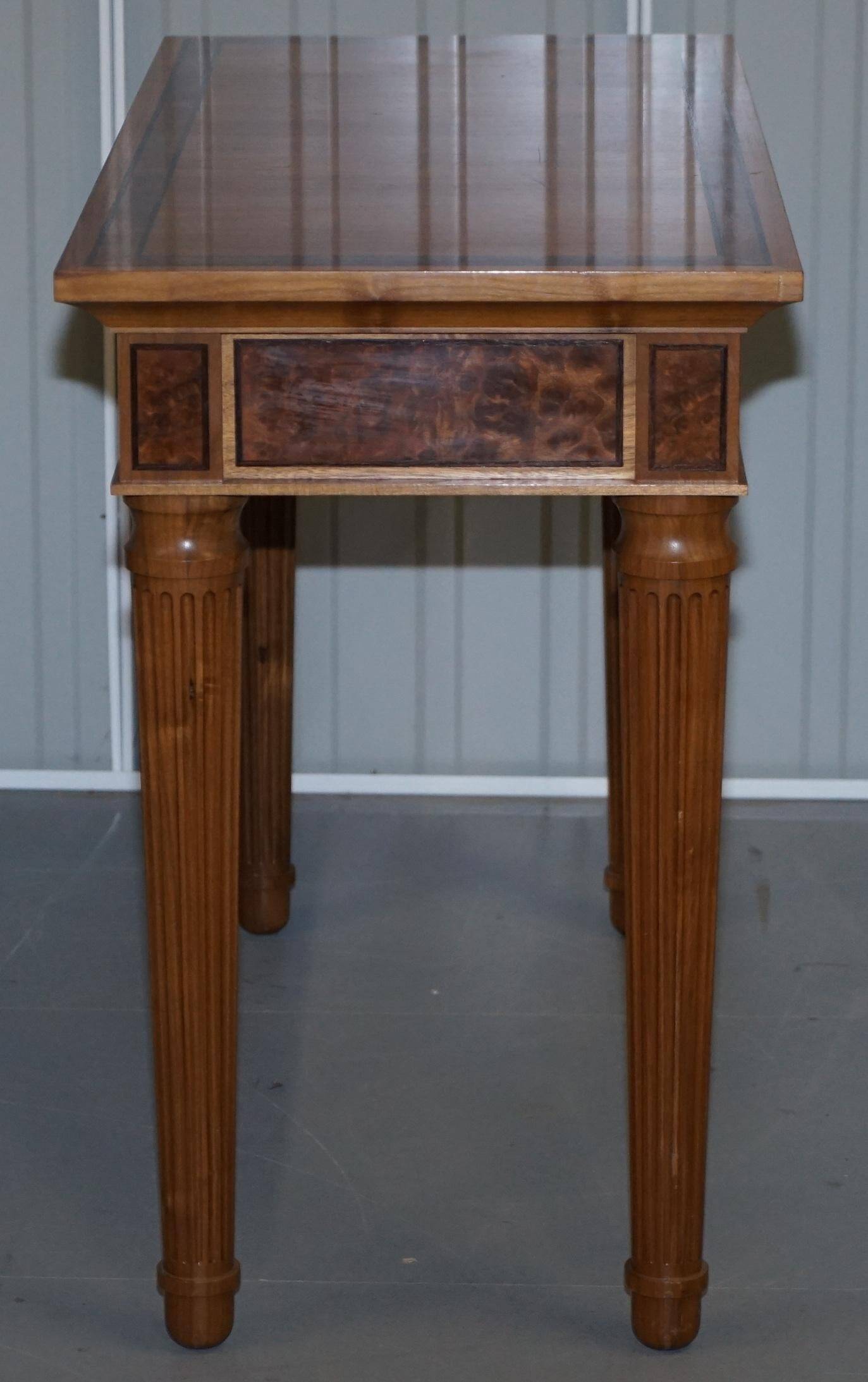 Pair of console tables David Linley 1993 walnut burr