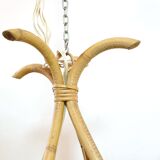 4-light rattan and rope pendant light, 1960-1970.