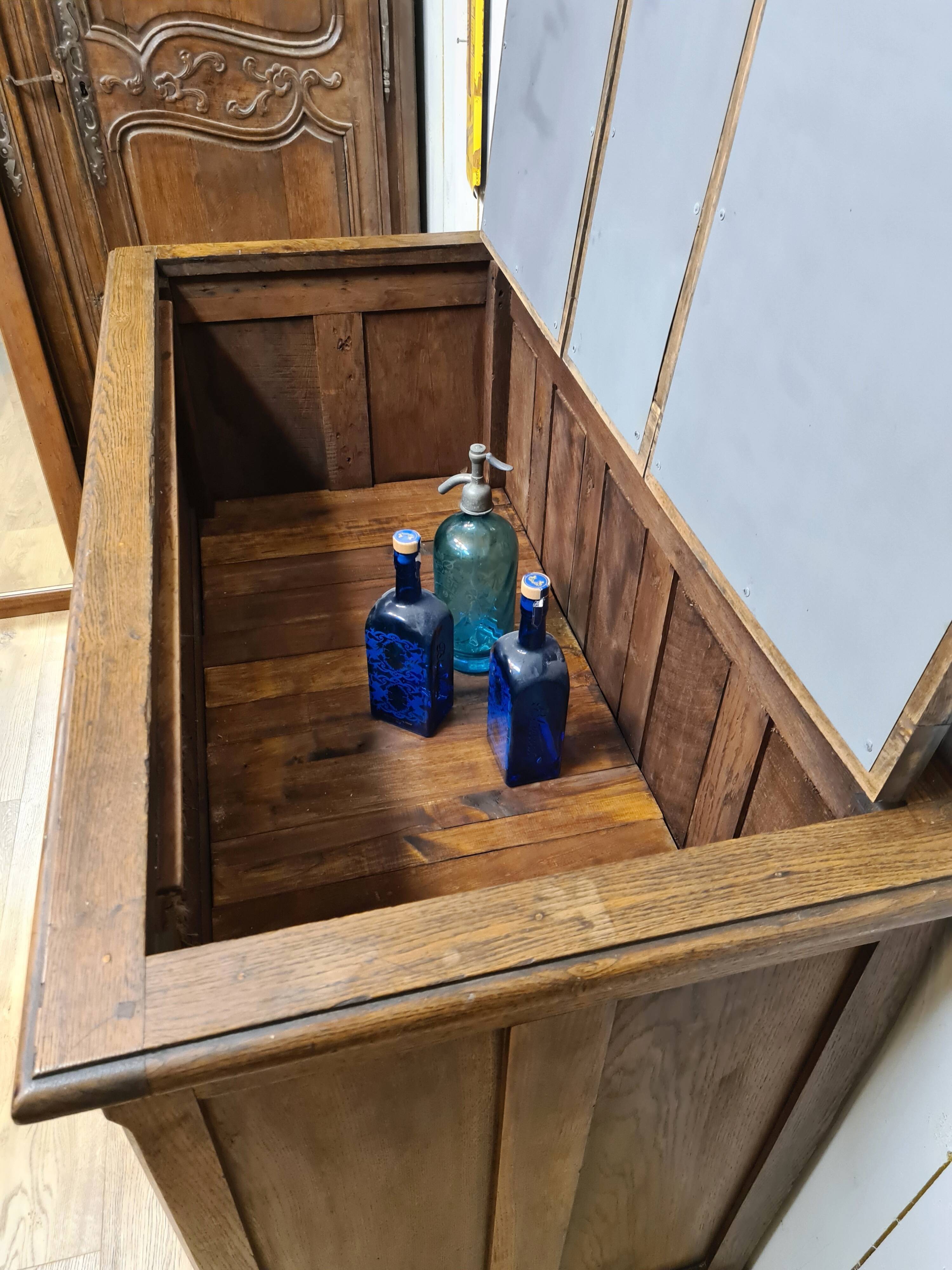 Old michaud brand cooler cabinet in solid oak