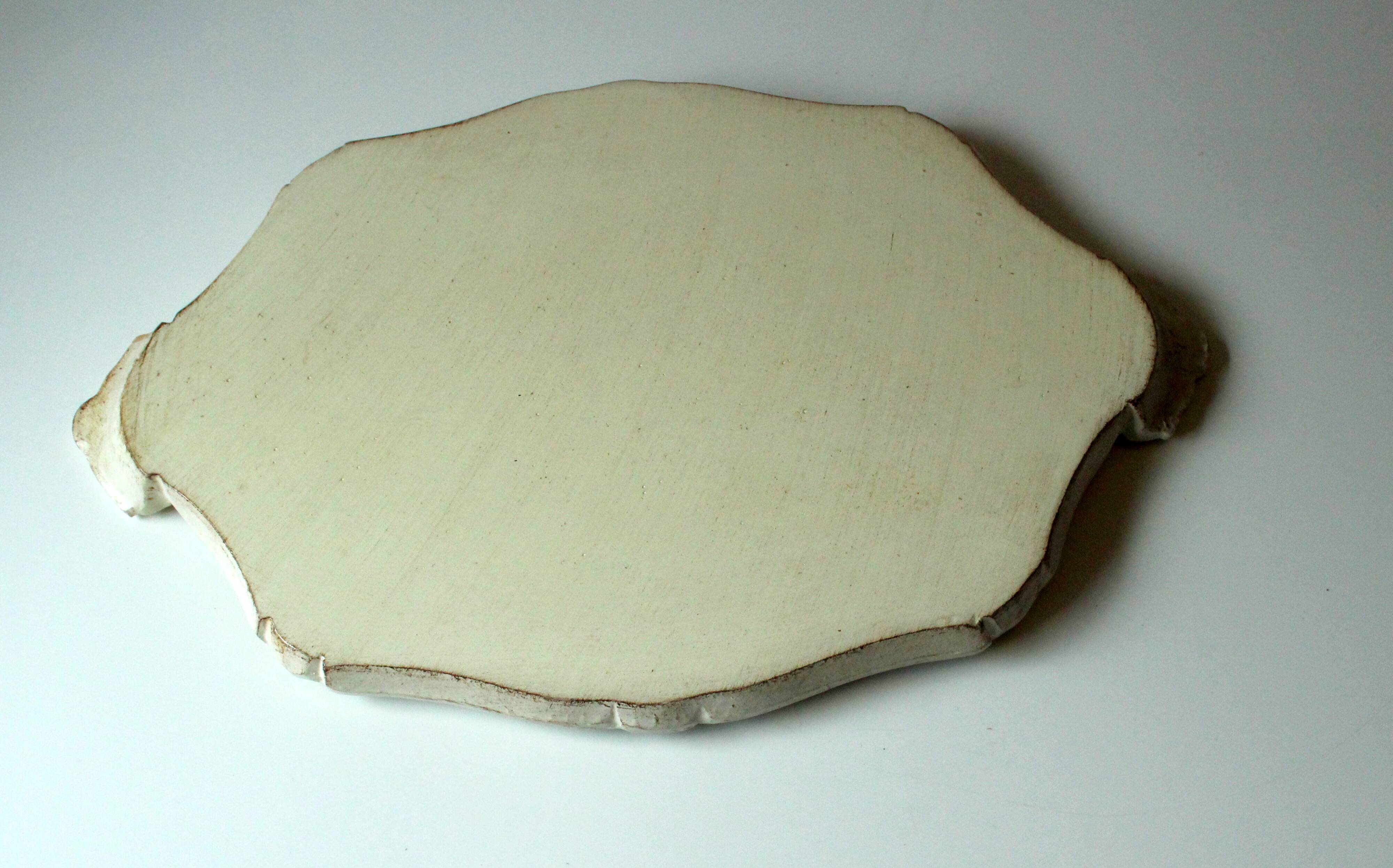 Florentine tray in white with floral decor, vintage