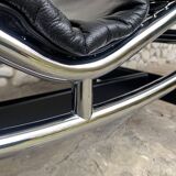 LC4 Cassina Chaise Lounge Vintage Black Leather, Perriand, Le Corbusier and Jeanneret