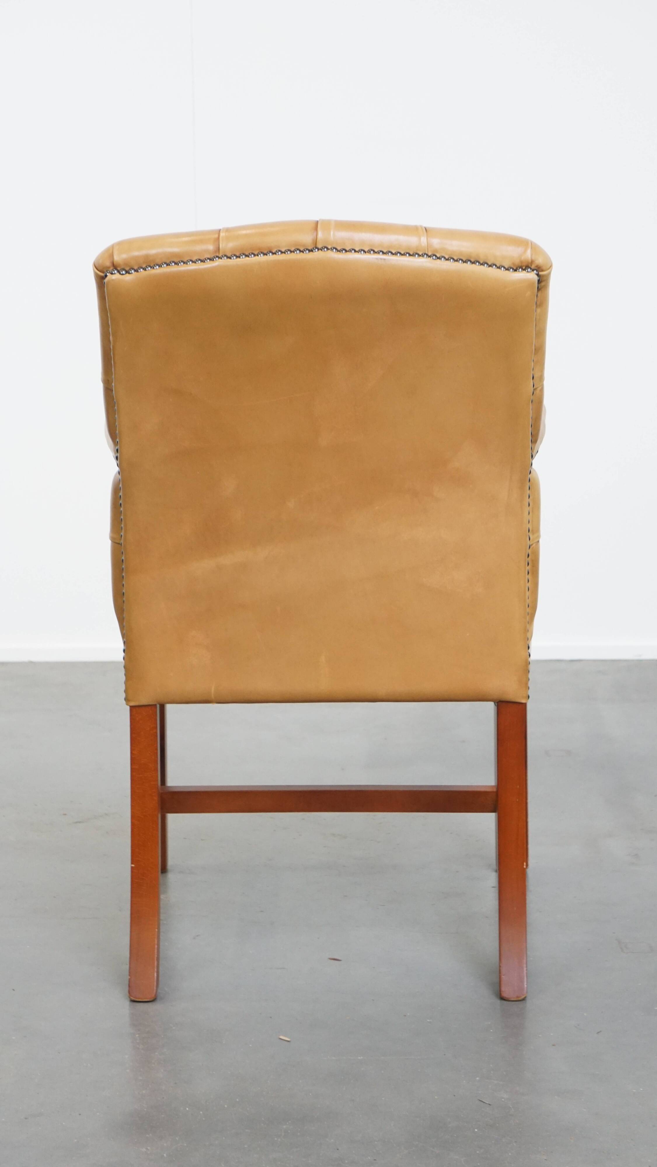 Cowhide Leather Chesterfield Dining / Side Chair in English Style