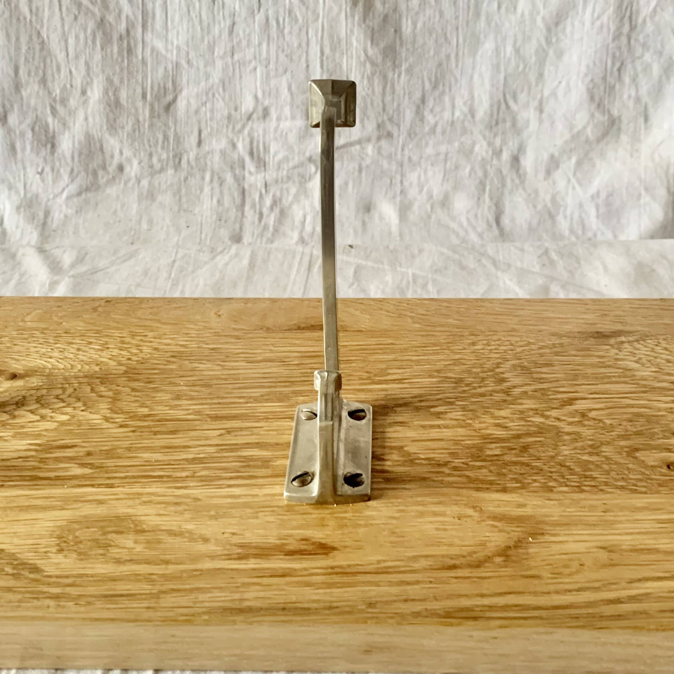 Vintage solid wood wall coat rack - 5 chrome-plated cast aluminum hooks