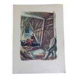 Illustration of the nativity Waiting for the birth of Jesus