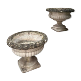Pair of garden basins in reconstituted stone, 20th century period.