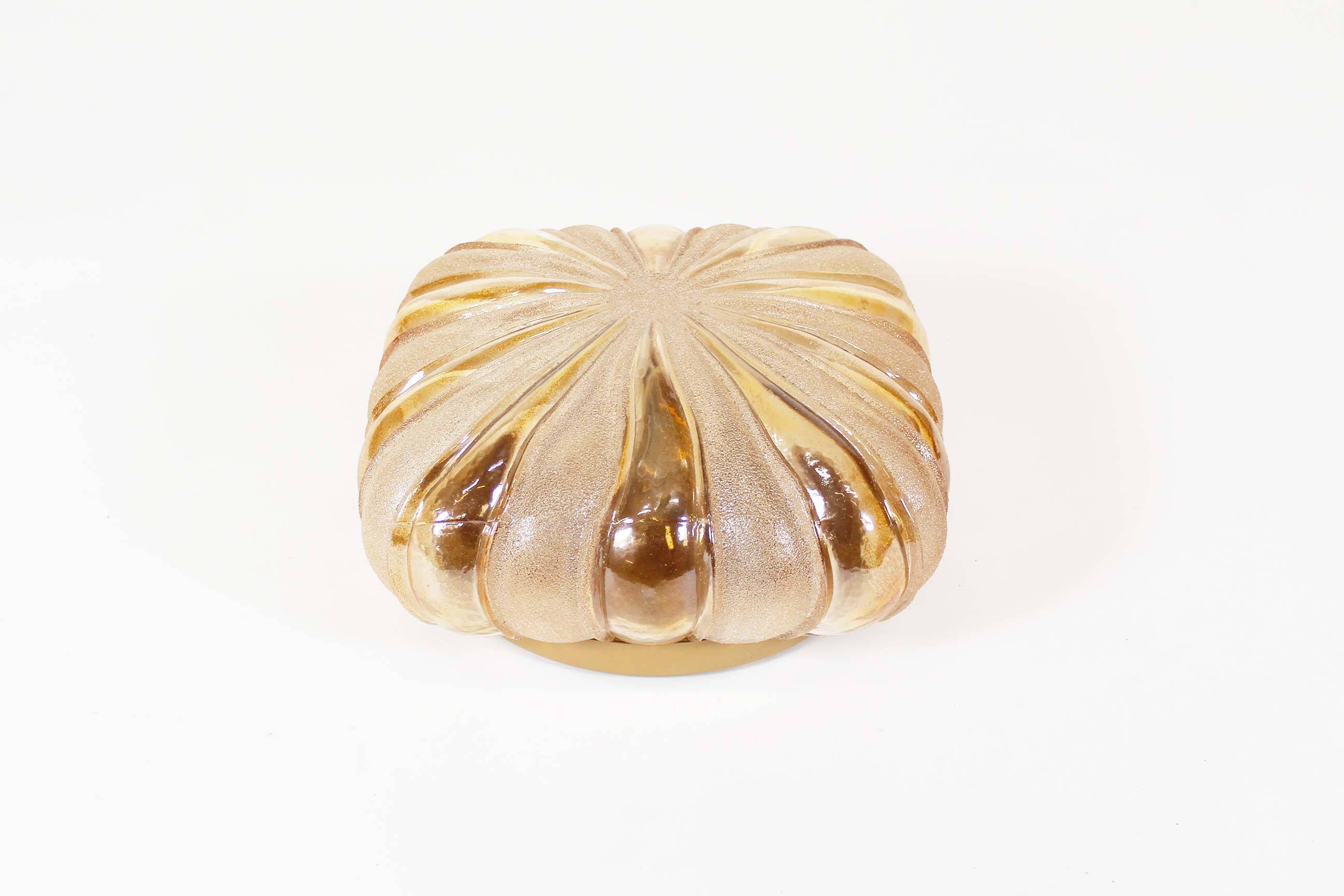 Vintage amber glass wall lamp by Wila Leuchten, Germany 1970's