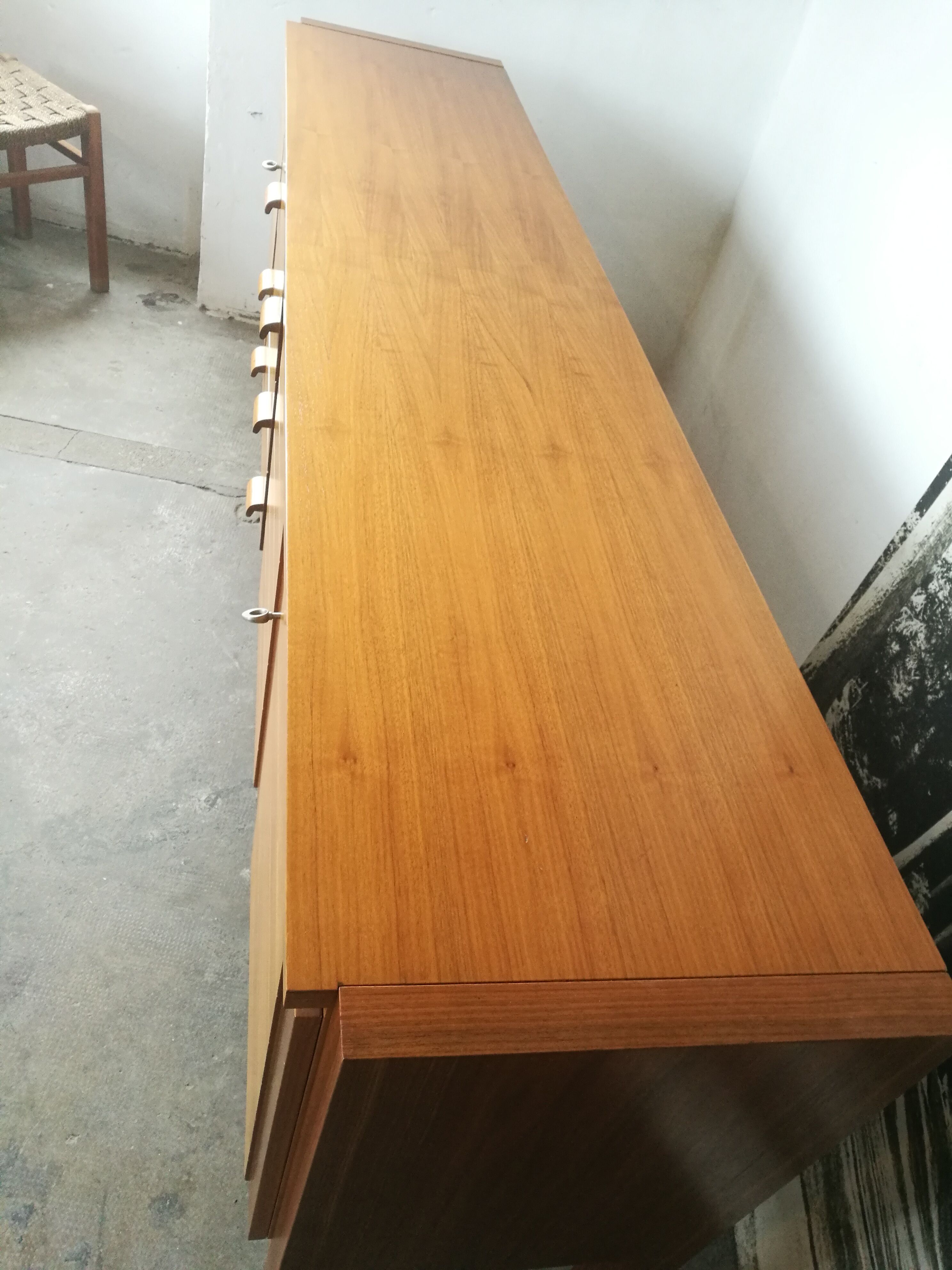 Large vintage row in blond wood