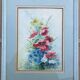 Watercolor poppies, blueberries and maguerites