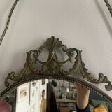Large French Napoleon III Period Oval Bronze Wall Mirror, 19th Century