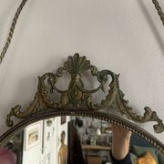 Large French Napoleon III Period Oval Bronze Wall Mirror, 19th Century